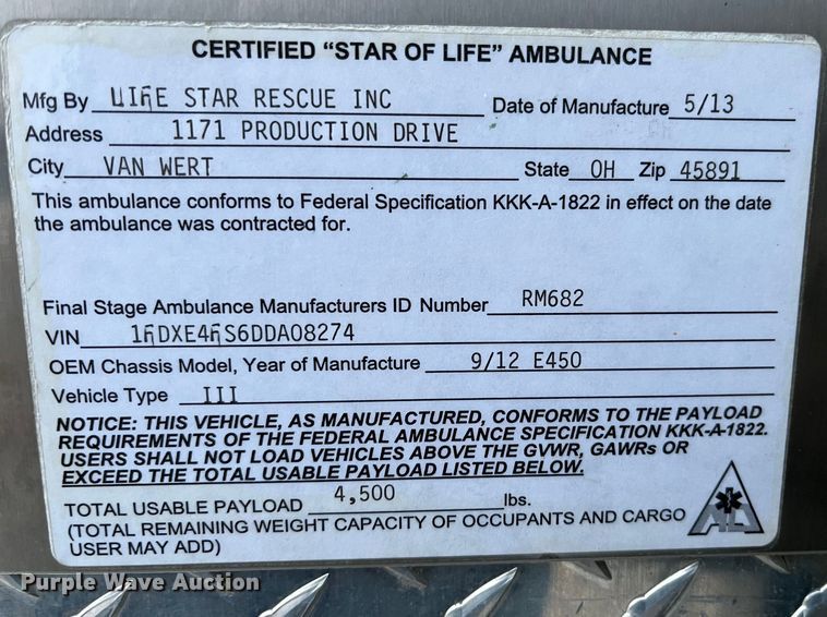 image for item DP0447 2013 Ford E450  ambulance