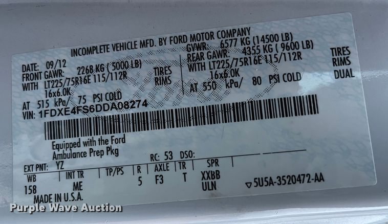 image for item DP0447 2013 Ford E450  ambulance