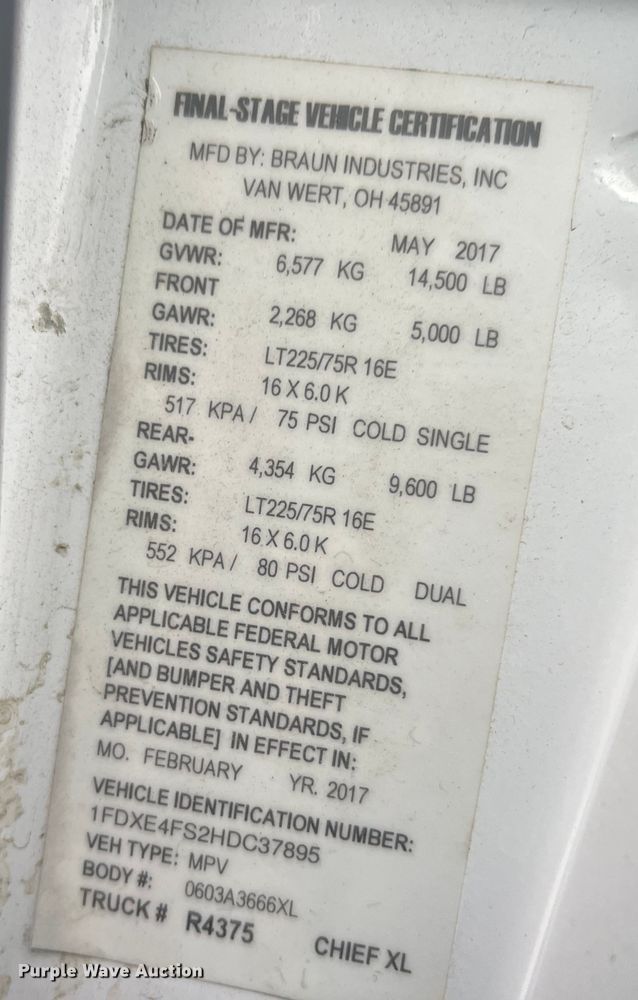 image for item DP0448 2017 Ford E450  ambulance