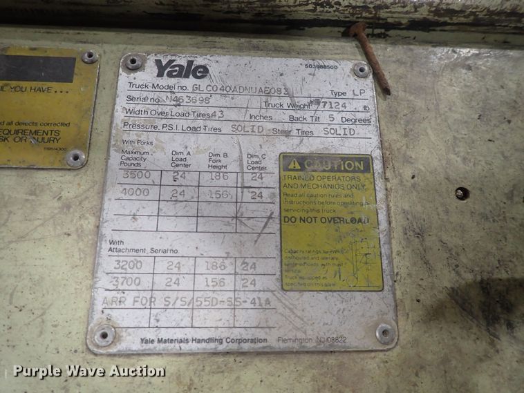 image for item GD9406 Yale GLCO40ADNUAE083  forklift