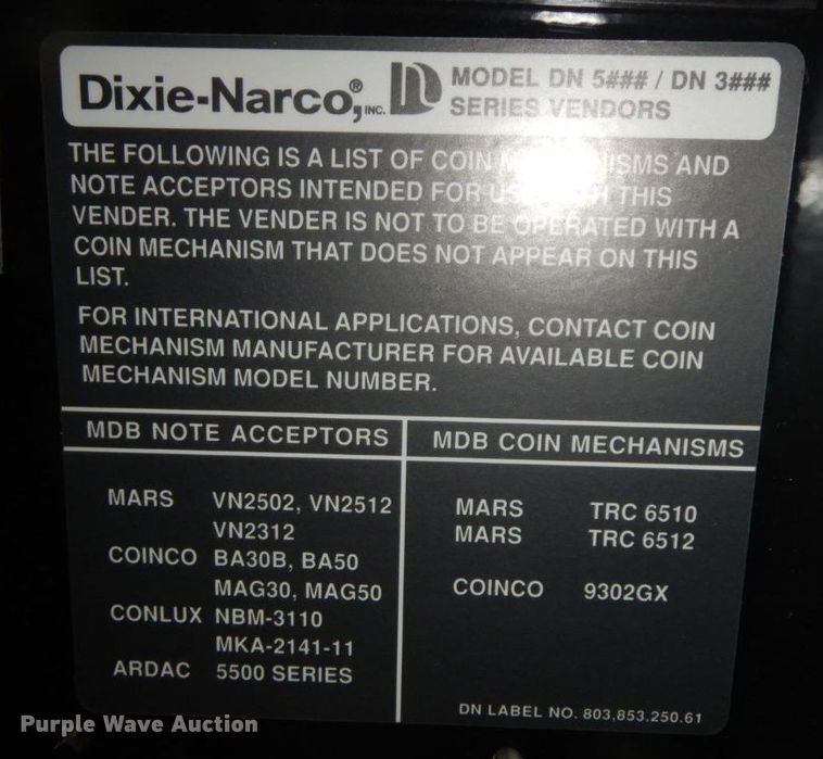 image for item HF9499 Dixie-Narco DN5591  vending machine