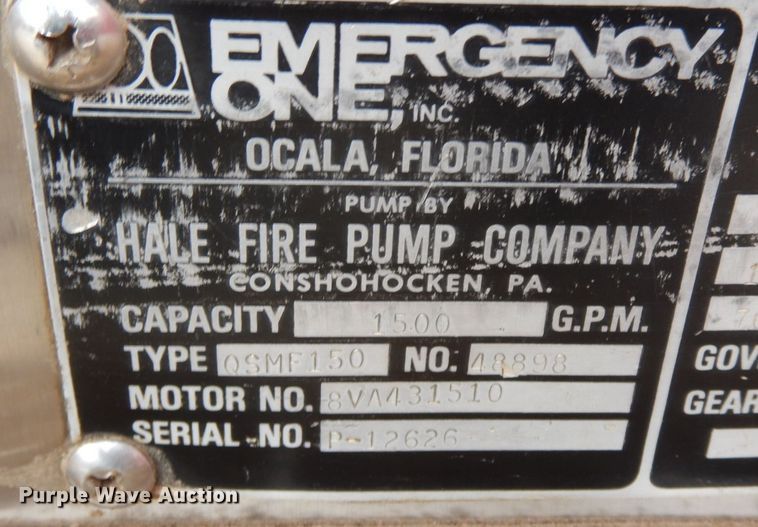 image for item HG9268 1983 Emergency One  pumper fire truck