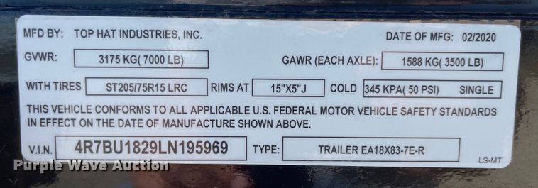 image for item JD9272 2020 Top Hat  equipment trailer