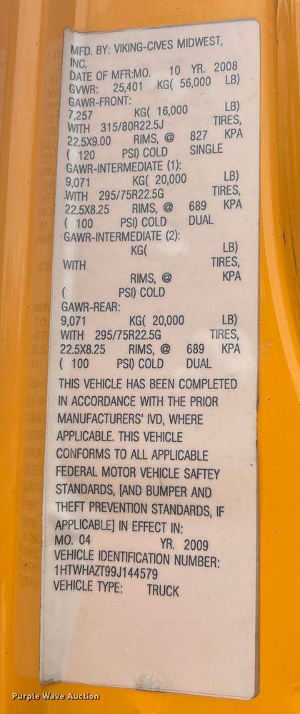 image for item JU9764 2009 International WorkStar 7400  dump truck