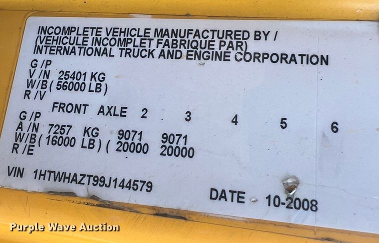 image for item JU9764 2009 International WorkStar 7400  dump truck