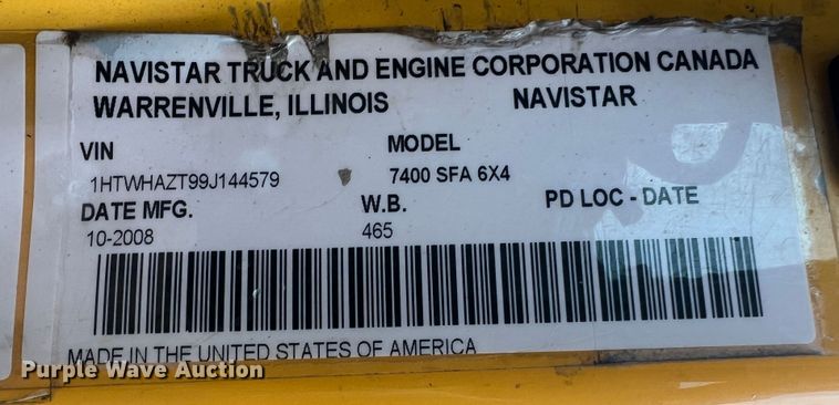 image for item JU9764 2009 International WorkStar 7400  dump truck