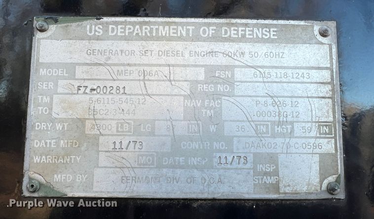 image for item JU9794 2012 Fermont MEP006A  generator