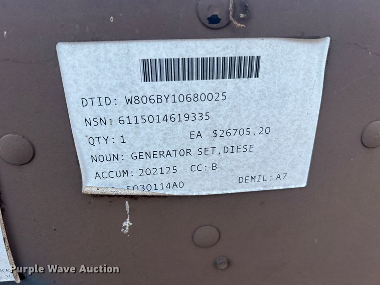 image for item JU9795 2008 Am General MEP-805B  generator
