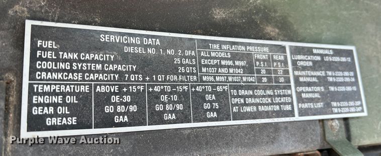 image for item JU9798 Am General M998 HMMWV  SUV