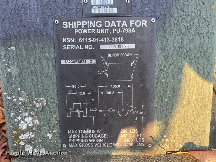 image for item JU9801 Schutt Industries PU-798A  generator