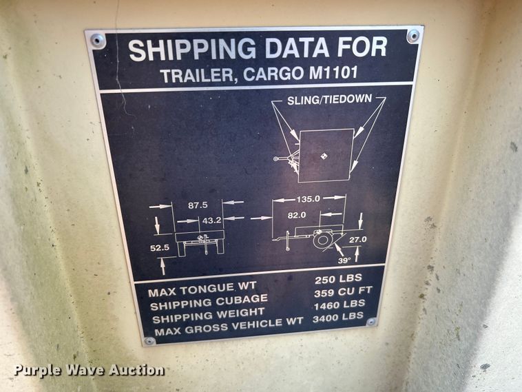 image for item JU9802 US Army M1101  utility trailer