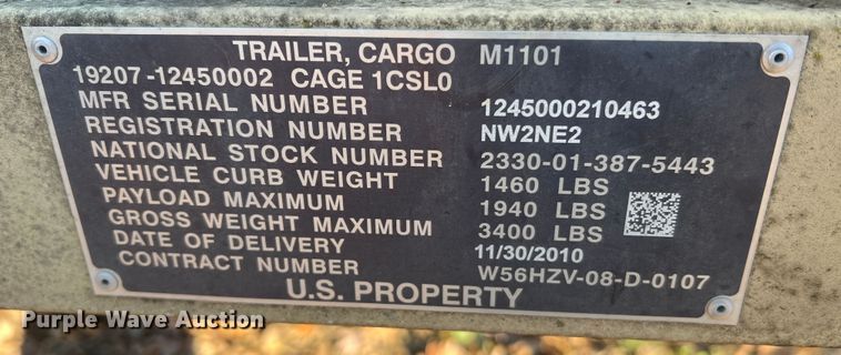 image for item JU9802 US Army M1101  utility trailer