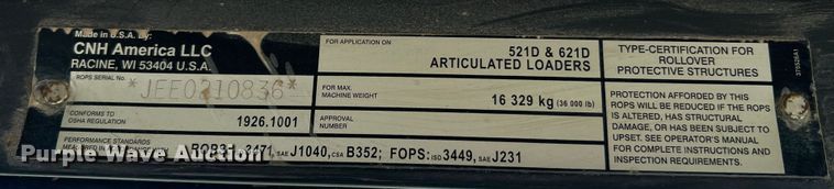 image for item JU9805 2008 Case 521D  wheel loader