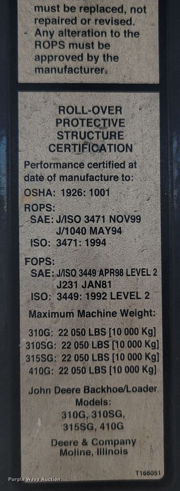 image for item JU9806 2002 John Deere 310SG  backhoe