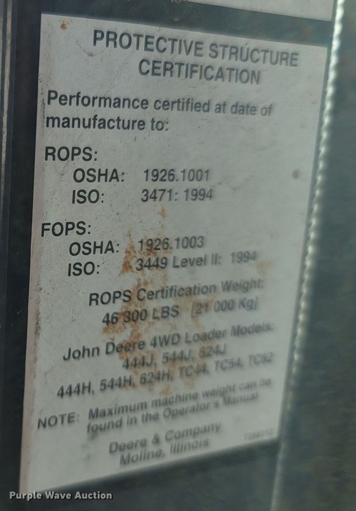 image for item JU9808 2007 John Deere 444J  wheel loader