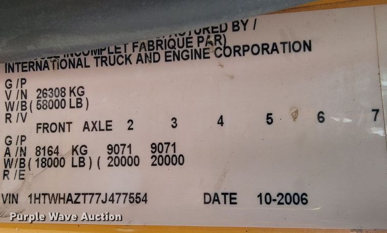 image for item JU9831 2007 International 7400  dump truck