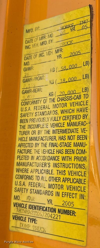 image for item JU9837 2006 International 7400  dump truck