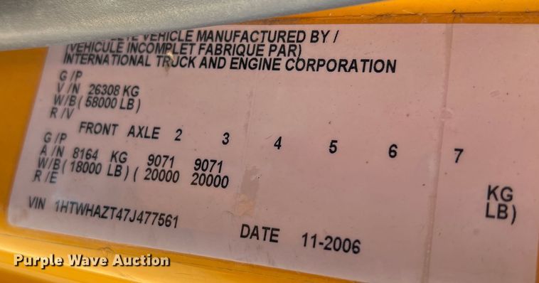 image for item JU9840 2007 International 7400  dump truck