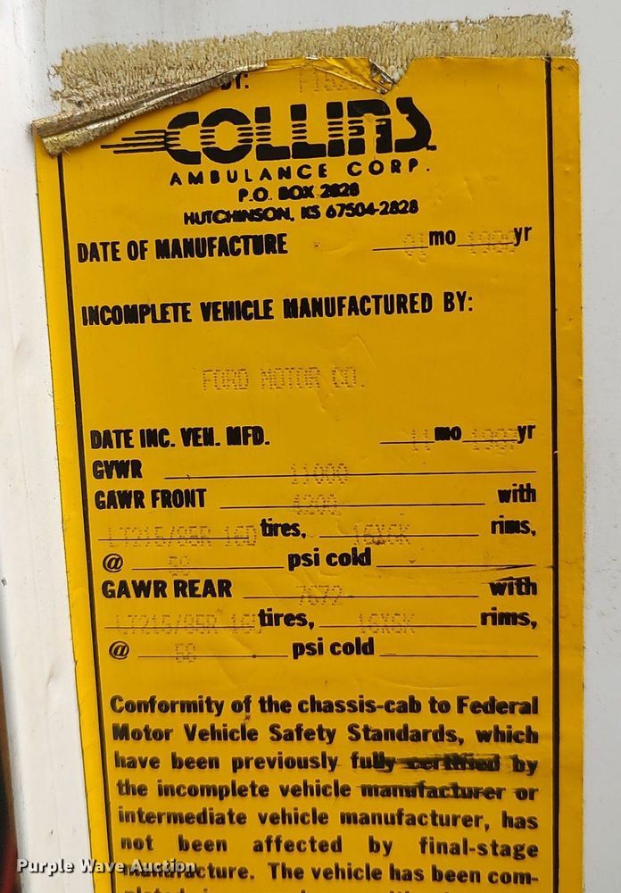 image for item KI9964 1988 Ford E350  ambulance