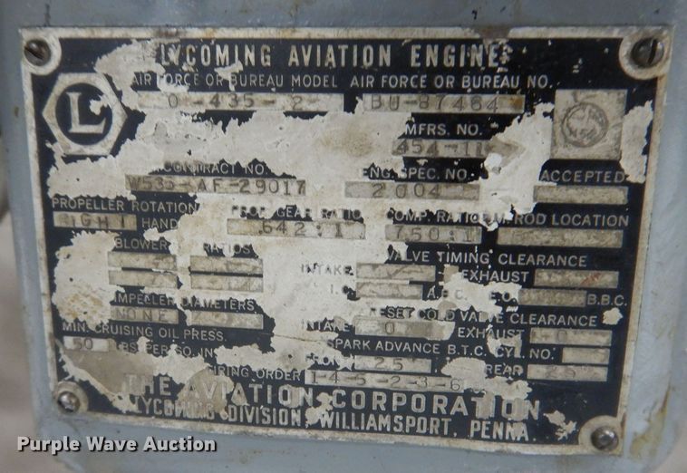 image for item KW9664 (4) Lycoming Aviation 0-425-2 engines