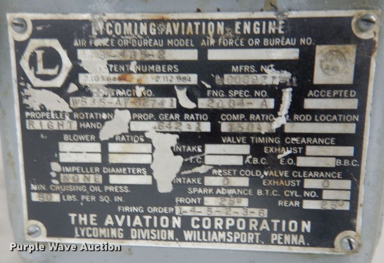 image for item KW9664 (4) Lycoming Aviation 0-425-2 engines