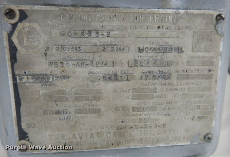 image for item KW9664 (4) Lycoming Aviation 0-425-2 engines