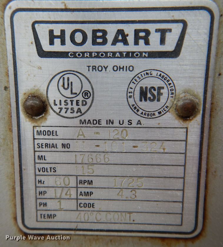 image for item KW9677 Hobart A120  mixer