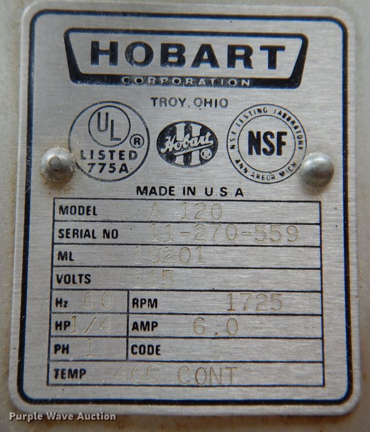 image for item KW9678 Hobart A120  mixer