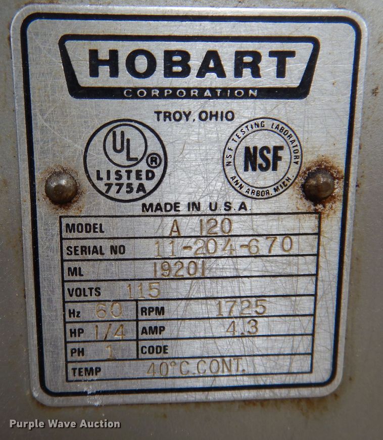 image for item KW9679 Hobart A120  mixer