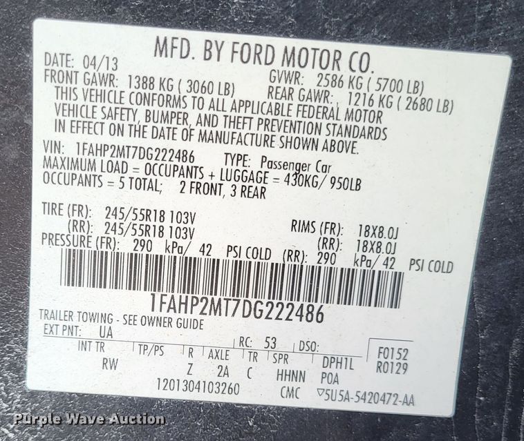 image for item LR9135 2013 Ford Taurus Police Interceptor