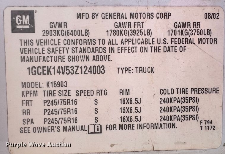 image for item LS9950 2003 Chevrolet Silverado 1500  pickup truck