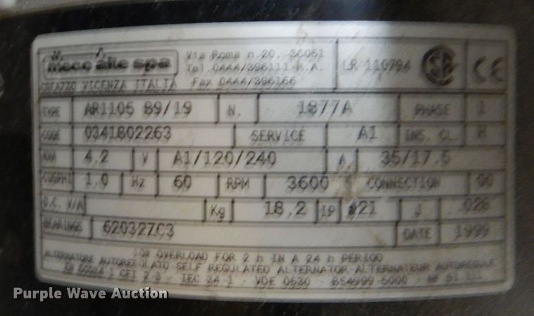 image for item LS9961 Ingersoll Rand G3.5V  generator