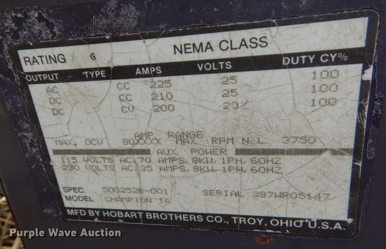 image for item LS9993 Hobart Champion 16  welder