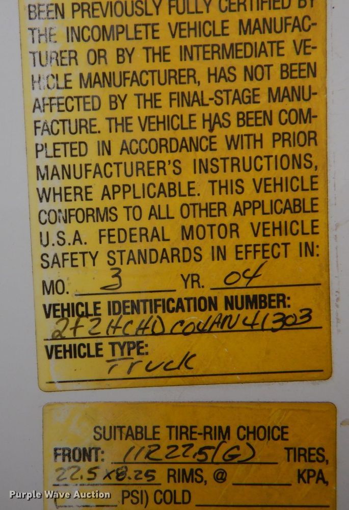 image for item LS9996 2004 Sterling Acterra  dump truck