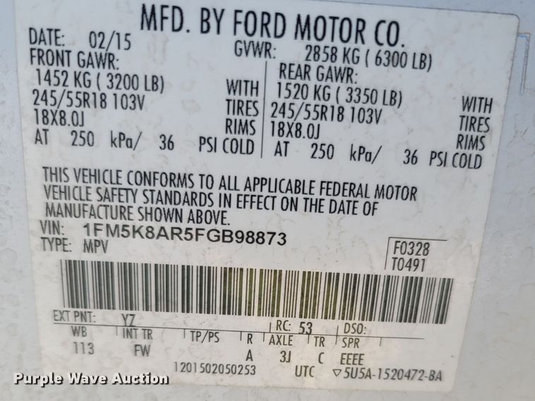 image for item MH9543 2015 Ford Explorer Police Interceptor  SUV