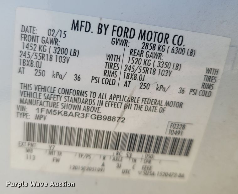 image for item MH9544 2015 Ford Explorer Police Interceptor  SUV