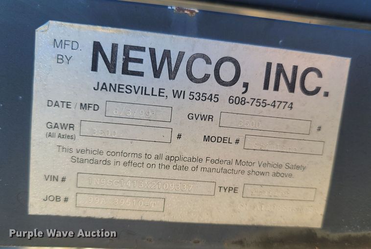 image for item MH9555 1999 Newco Slimline  generator