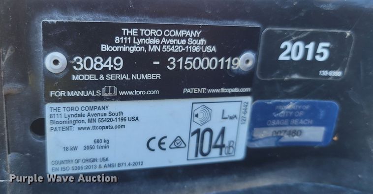 image for item MH9562 2015 Toro Groundsmaster 3505D  greens mower