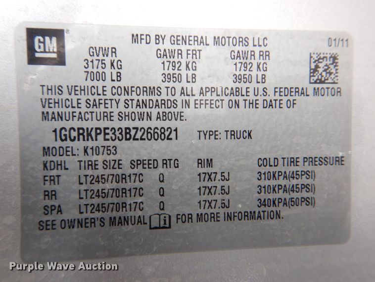 image for item MJ9919 2011 Chevrolet Silverado 1500  Ext. Cab pickup truck