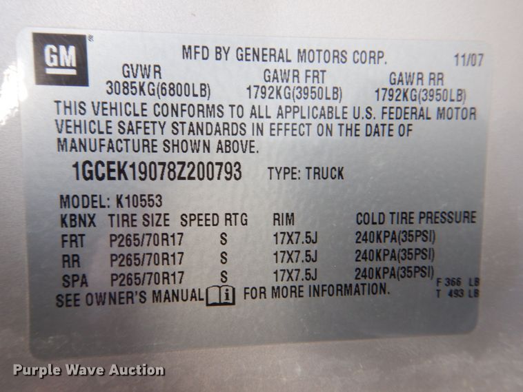 image for item MJ9920 2008 Chevrolet Silverado 1500 LT  Ext. Cab pickup truck