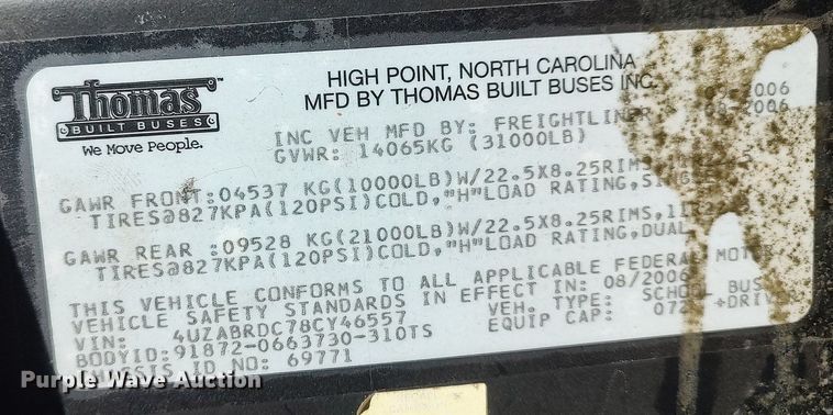 image for item MM9808 2008 Thomas  school bus