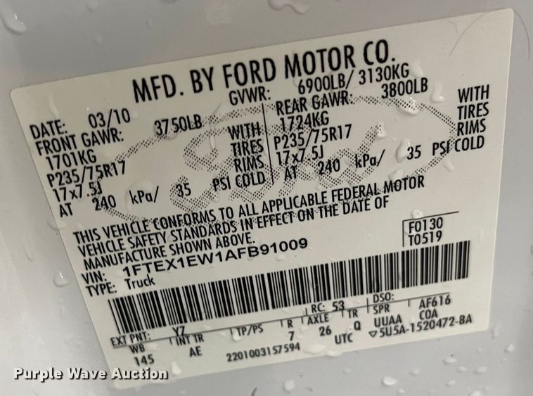 image for item MN9464 2010 Ford F150  SuperCab pickup truck