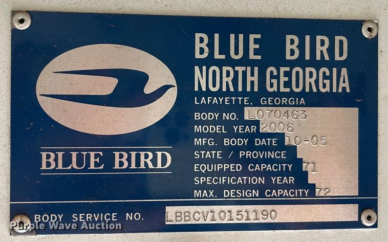 image for item MR9485 2006 Blue Bird  school bus