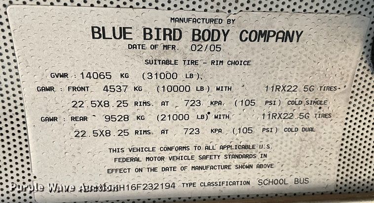 image for item MR9489 2006 Blue Bird  school bus