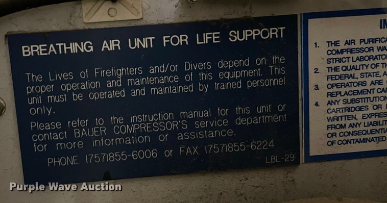 image for item MR9523 Bauer C-E1  breathing air compressor