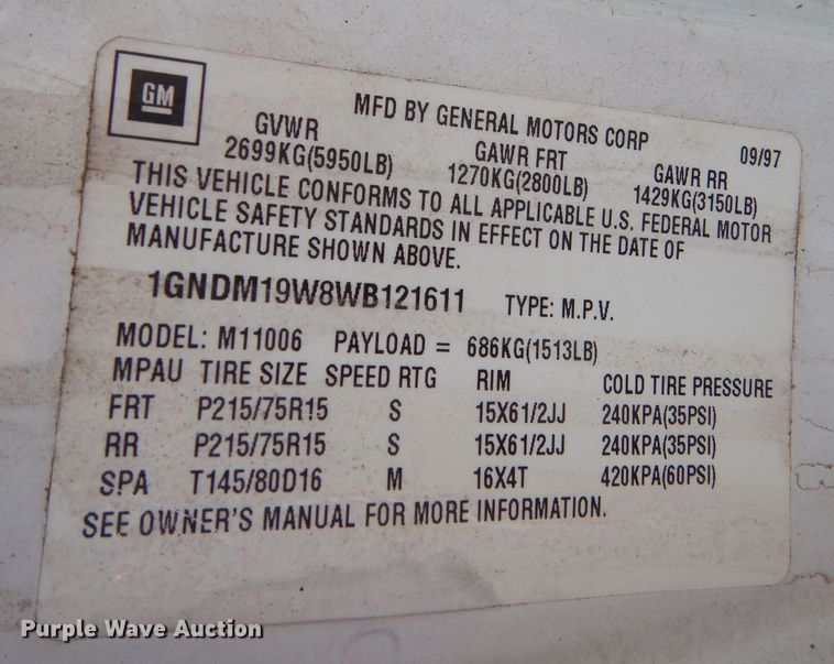 image for item MT9919 1998 Chevrolet Astro  van