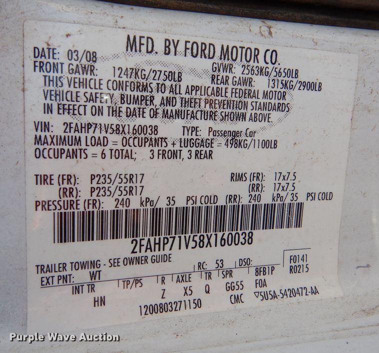 image for item MT9925 2008 Ford Crown Victoria Police Interceptor