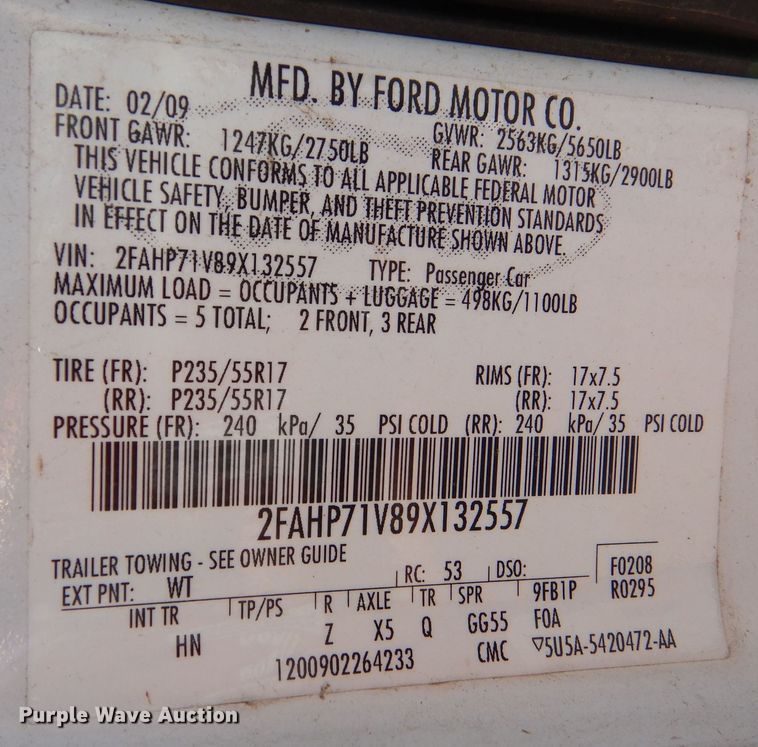 image for item MT9926 2009 Ford Crown Victoria Police Interceptor