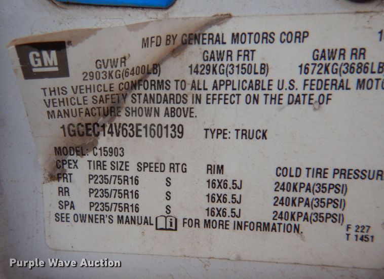 image for item MT9935 2003 Chevrolet Silverado 1500  pickup truck