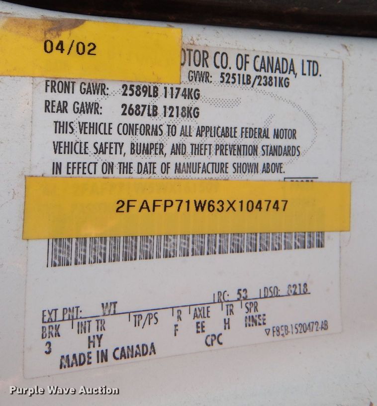 image for item MT9938 2003 Ford Crown Victoria Police Interceptor